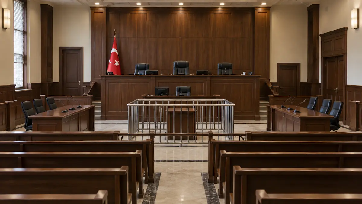 Ağır ceza mahkemesi duruşma salonu: heyet kürsüsü ve sanık bölmesi – İstanbul ağır ceza avukatı